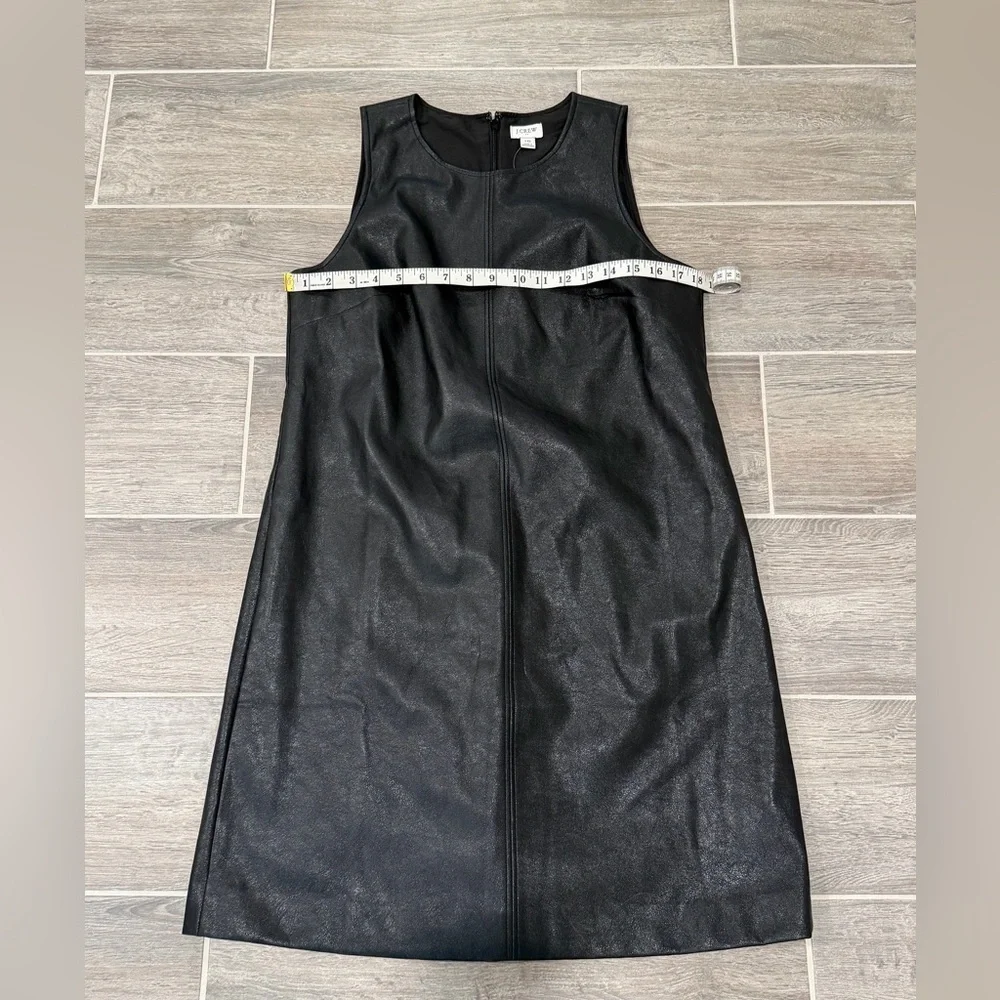 NWT! J. Crew Black Faux-Leather Sleeveless Shift Dress. Size 10.